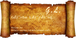 Görbe Lóránt névjegykártya